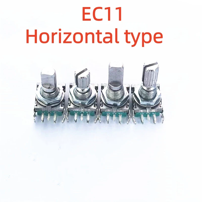 2/10PCS EC11 horizontal rotary encoder 15mm quincunx shaft side insert D half shaft with switch digital potentiometer 20 bits
