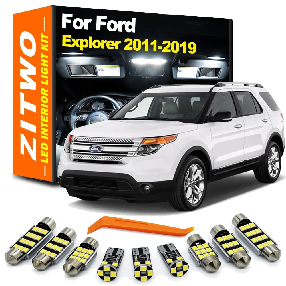 ZITWO 12Pcs Zestaw oświetlenia wewnętrznego kopuły LED do Ford Explorer 2012 2013 2014 2015 2016 2017 2018 2019 Akcesoria do lamp przeciwsłonecznych