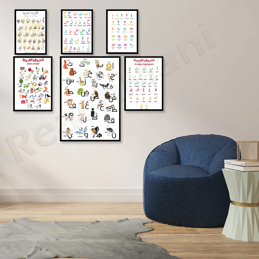 Arabic Alphabet Posters • Animal Alphabets • Children’s Room, Education, Home School Classroom Decoration Gifts