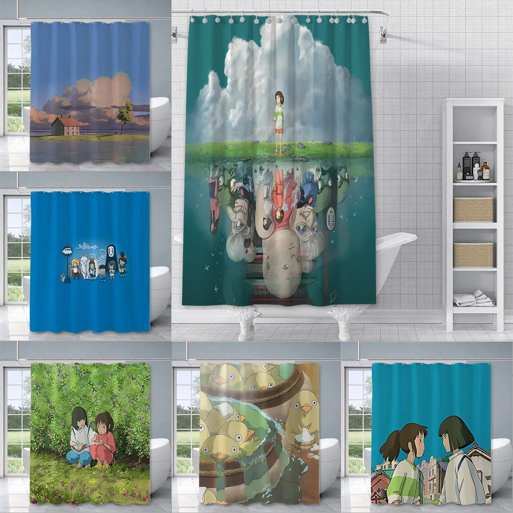 S-Spirited A-Away Shower Curtain Waterproof Polyester Fabric Paint Colorful Bath Curtains Home Bathroom Decor Curtain With Hook