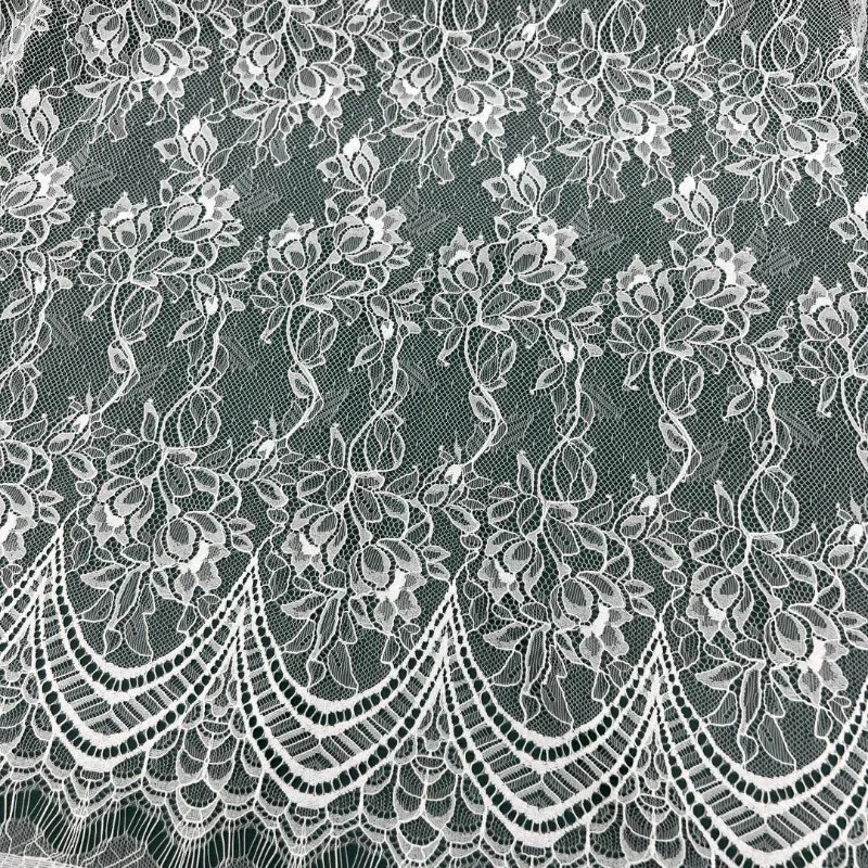 Hot Selling Spring Summer High End Customized French Eyelash Flower Lace Fabric for Wedding Dresses Clothing Hats Headscarves