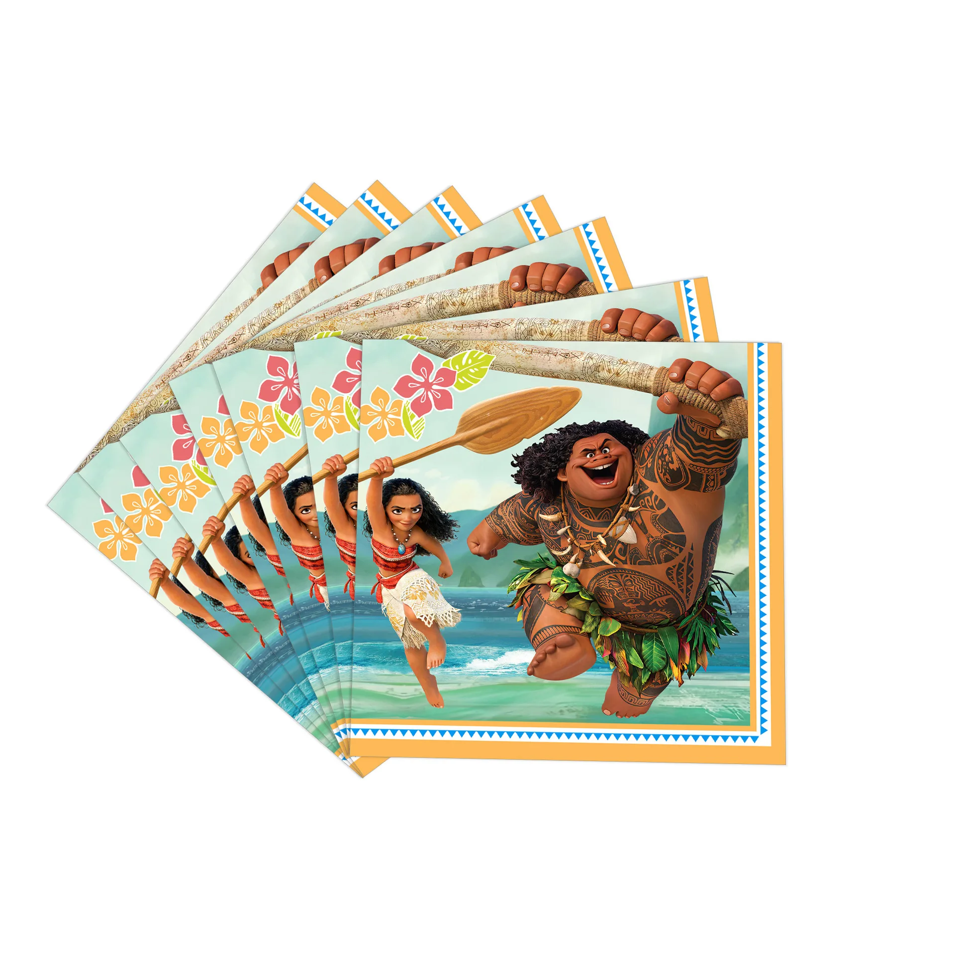 Moana Theme Cartoon Party Tableware Set Cup Balloon Plate Napkin Candy Box Banner Flag Kid's Birthday Party Decorations Supplies