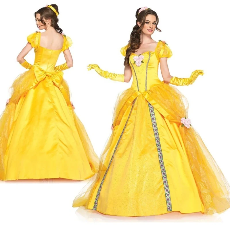 Halloween-Kostüm Belle Prinzessinnenkleid für Erwachsene Die Schöne und das Biest Anime Belle Kleid Cosplay-Aufführung Damen Geburtstagsgeschenke