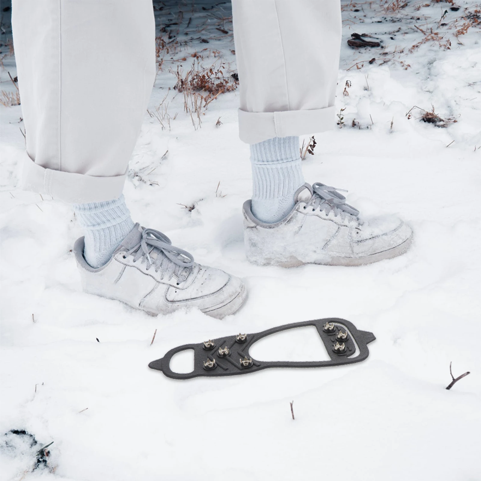 

2 Pairs Non-slip Crampon Shoe Covers Ice and Snow Grips Grippers Traction for Boot Cleats Shoes