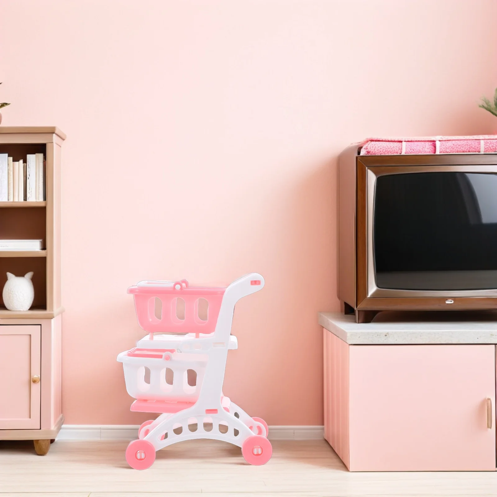 

8 Pcs Children's Simulation Shopping Cart Supermarket Mini Shoping Miniature Grocery Wagon Pretend Play Store Items