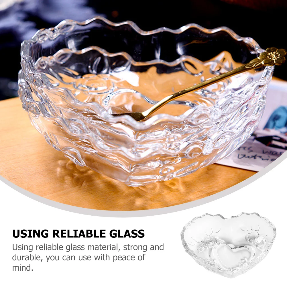 

Transparent Heart Shaped Glass Tray Jewelry Snack Dish Desktop Serving Plate Candy Nuts Dried Fruit Storage Decorative Organizer