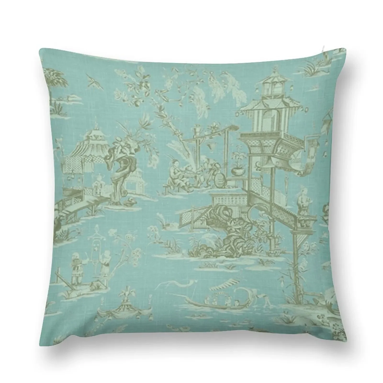 Aqua Chinoiserie Throw Pillow ornamental pillows autumn pillowcase Cushions sleeping pillows pillow