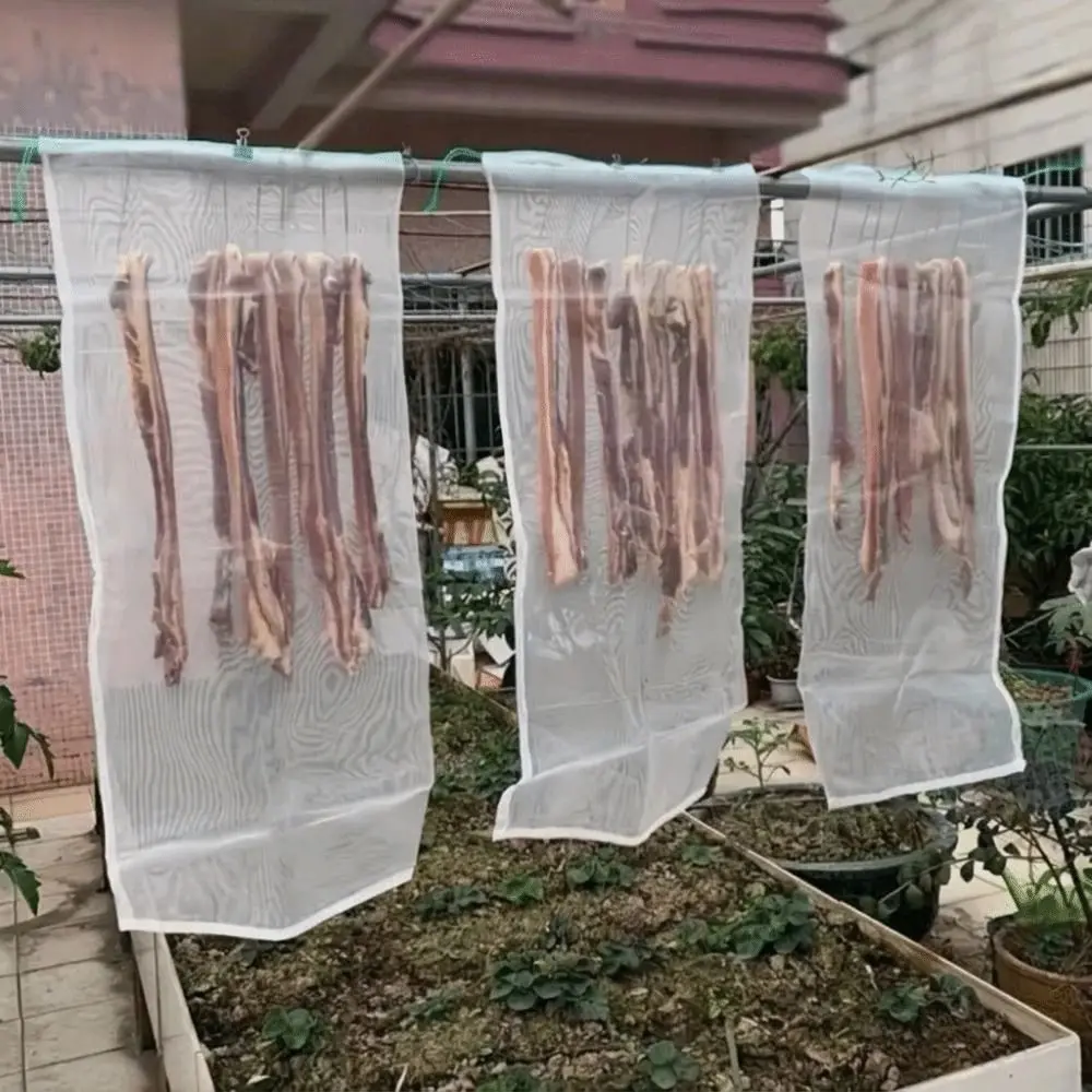 3PCS Large Anti-Insect Drawstring Mesh Bags Insect Bird Anti-fly Cured Meat Mesh Bag Reusable Protective
