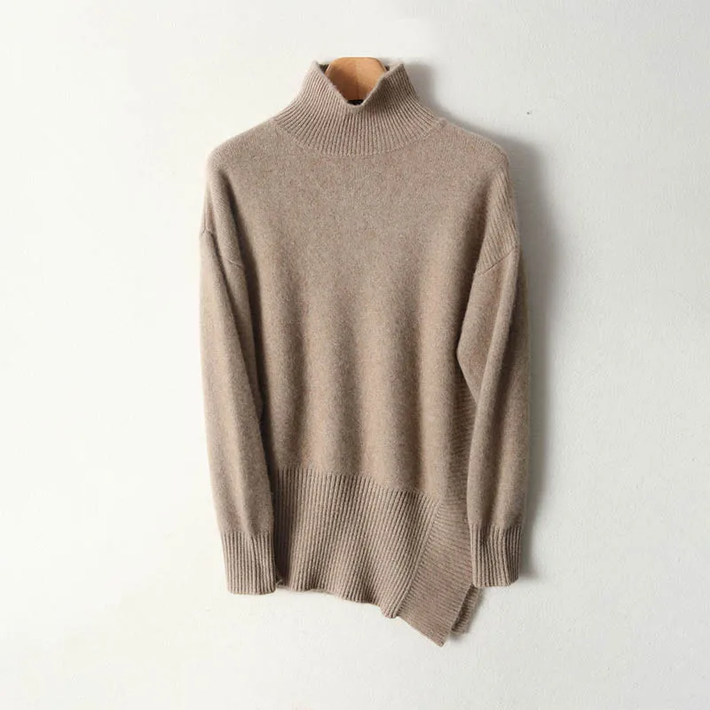 

ZYCZCXX2025 autumn and Winter New Women's 100% merino Wool long Thick Sweater Warm Solid Color Turtleneck Pullover