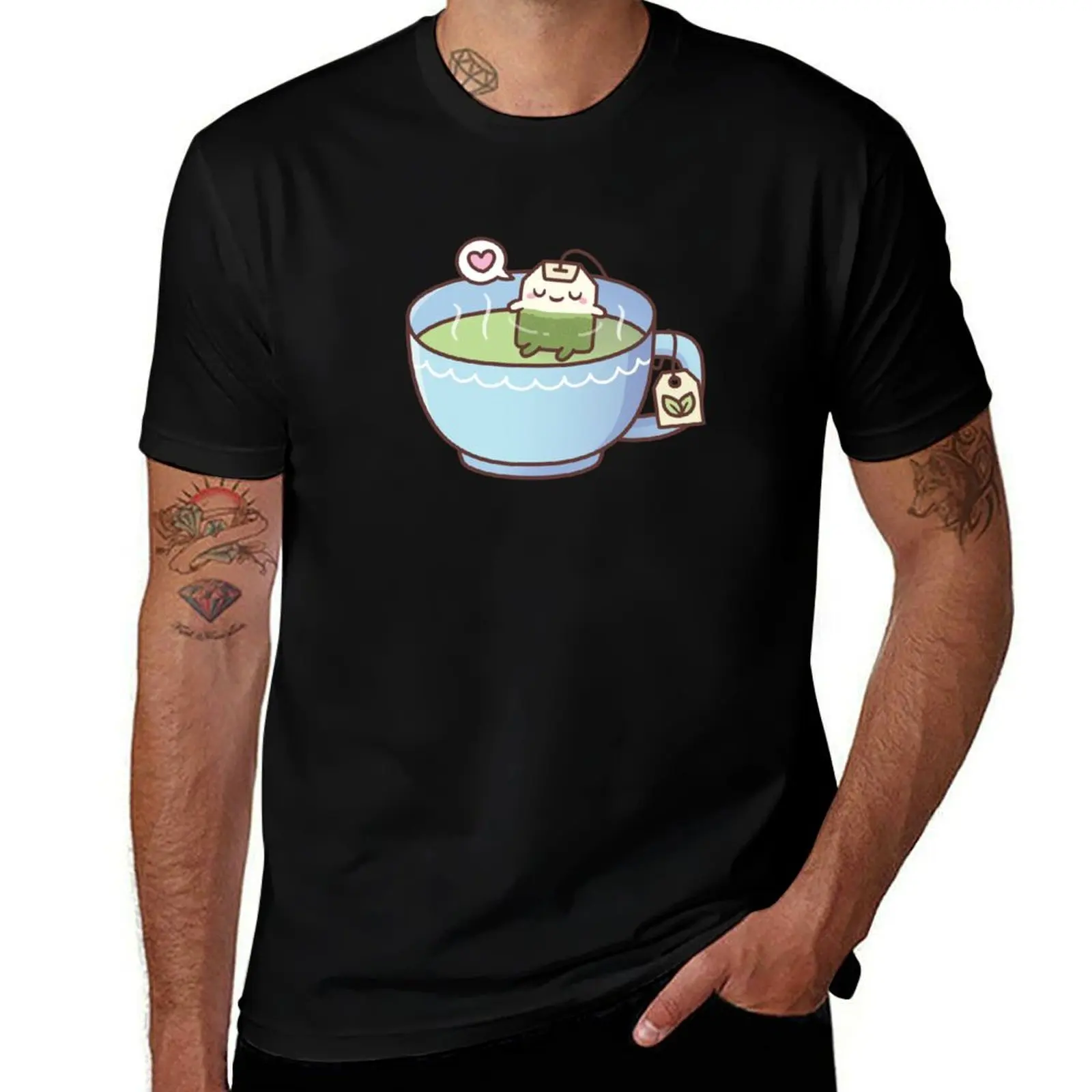 

Cute Tea Bag In Teacup Relaxing Tea T-Shirt essential t shirt t shirts with prints t shirt men 100% cotton luxury brand T-shirt