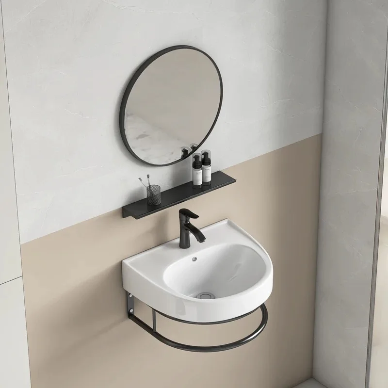 Modern Single Hole Ceramic Bathroom Sink Hot Sale Small Washbasin with Small Bathroom Bracket