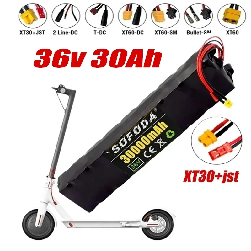 

36V 30Ah 18650 Rechargeable lithium Battery pack 10S3P 500W High power for Modified Bikes Scooter Electric Vehicle,With BMS XT30