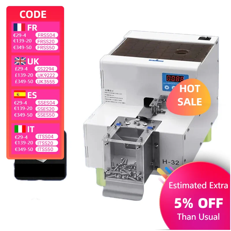 H32 Automatic Screw Counting Machine Hardware Store Screw Counter 1.0-5.0mm Adjustable Rail Screw Arrangement Conveyor