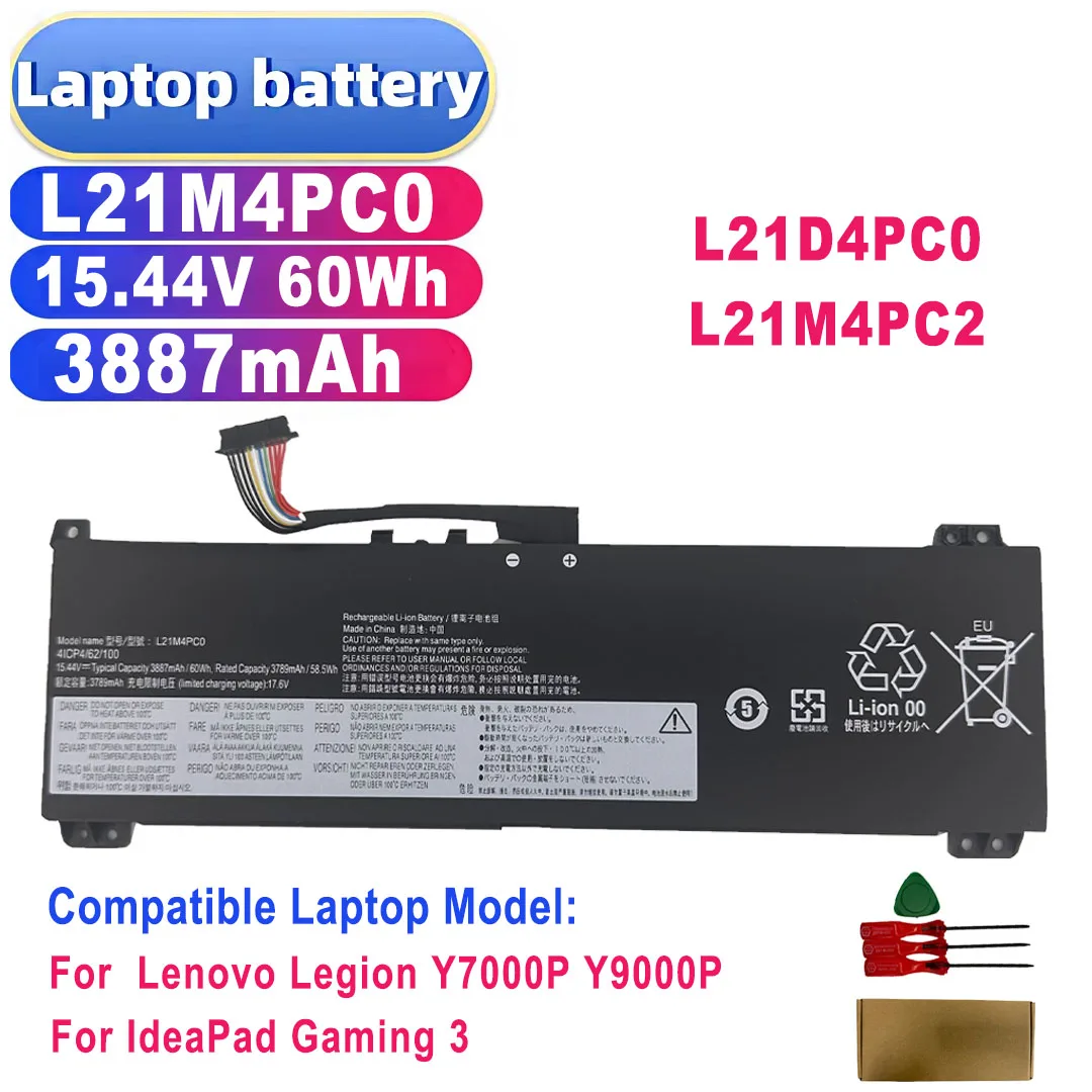 L21M4PC0  L21D4PC0 L21M4PC2 15.44V 60Wh 3887mAh Battery for Lenovo Legion Y7000P Y9000P, IdeaPad Gaming 3