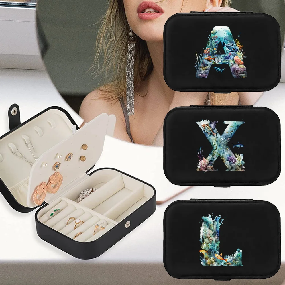 New Fish Letter Printing Pattern Portable Storage Necklace Earrings Earrings Rings Jewelry Small Tools Storage Jewelry Box