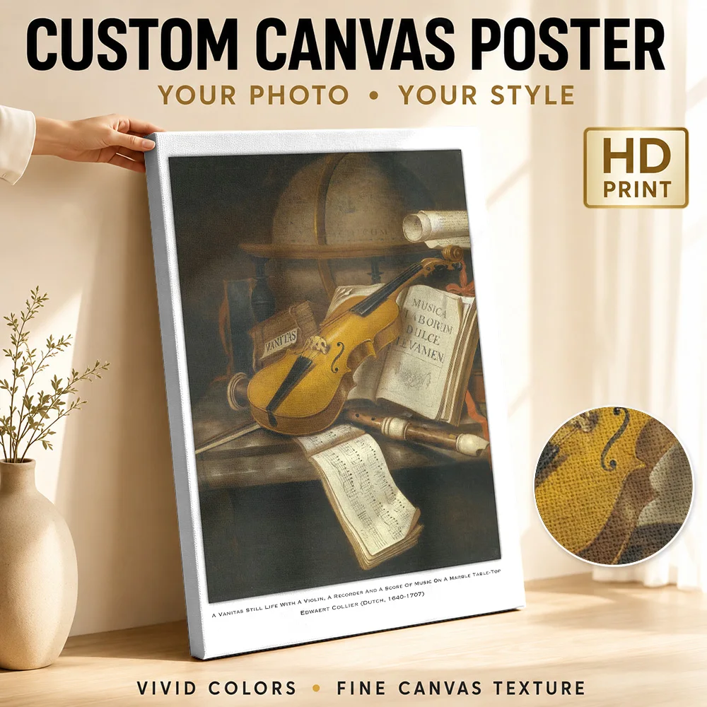Violin Still Life Canvas Print Poster Custom Modern Aesthetic Wall Art for Office Hallway Decor Collectible Ready to Hang Gift