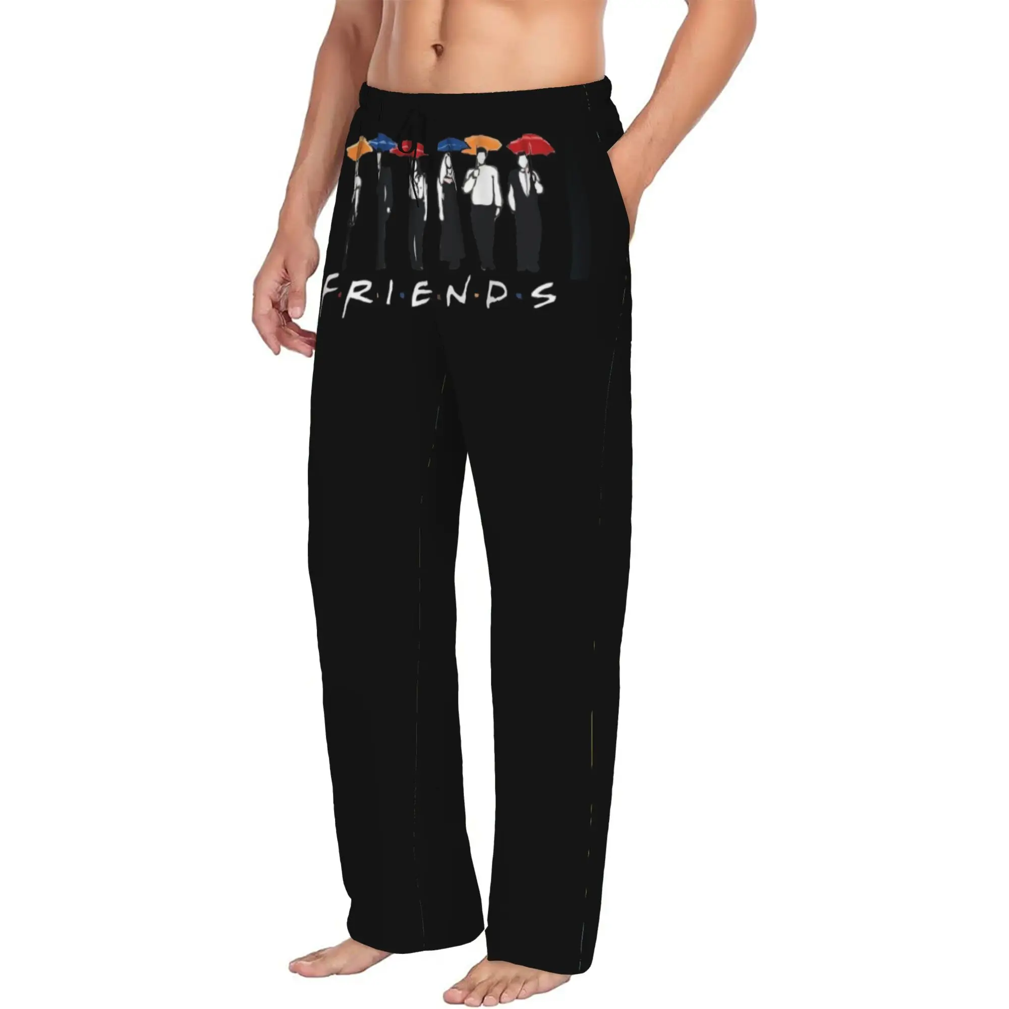 Custom Classic Friends TV Show Pajama Pants Men  Sleepwear Lounge Sleep Bottoms Stretch with Pockets