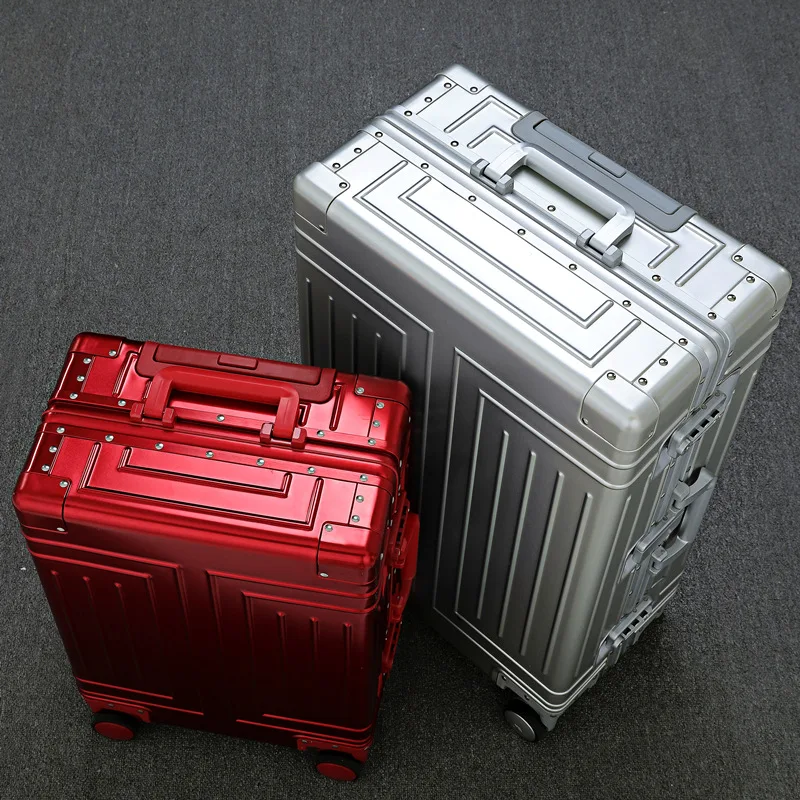 2025 meilleure vente 100% valise de voyage en aluminium dur Trolly Case nouveau bagage en aluminium 20 "24" 26 "29" pouces