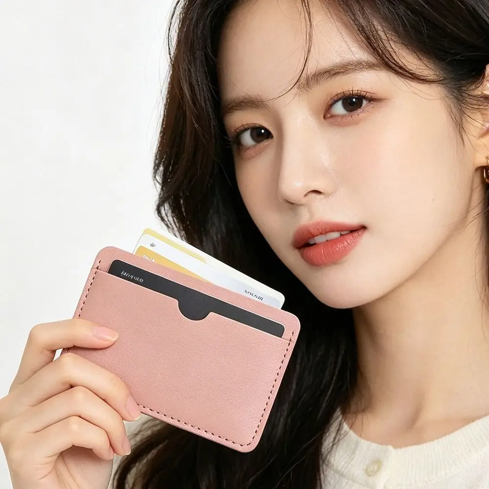 Ultra Slim PU Leather Card Holder Compact Mini Portable Lightweight Credit Card Case Smooth Texture Bank Card Holder