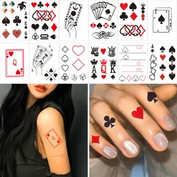 12pcs/set Waterproof Temporary Tattoo Stickers Playing Cards Peach Tattoo Small Size Tatto Flash Tatoo Fake Tattoos for Man Girl