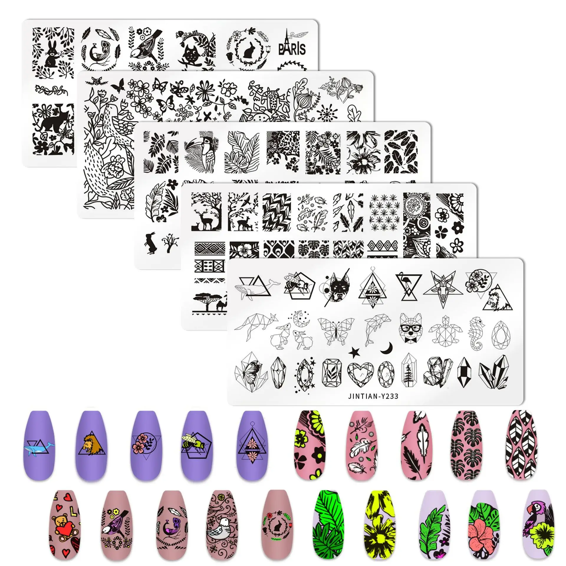 Nail Art Templates Stamping Plate Design Flower Leaves Animal Lace Stamp Templates Plates Image Printing Nails Art Tools