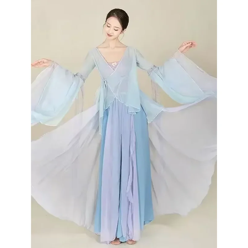 

Chinese Classical Dance Folk Practice Clothes Traditional National Yangko Hanfu Clothing Elegant Female Modern Dancing Costume