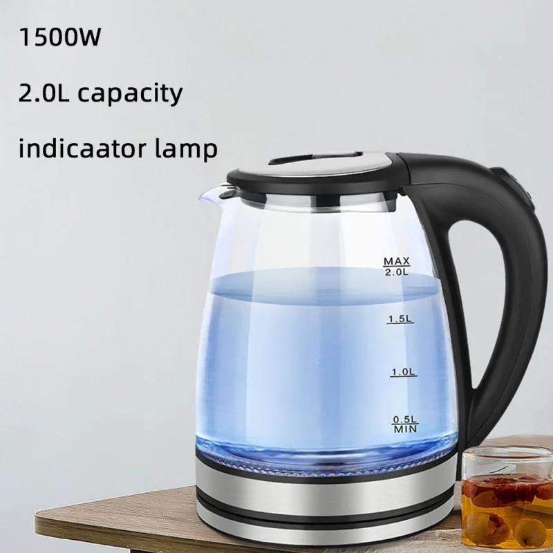 2L Blu-ray Glass Electric Kettle Stainless Steel Automatic Power Off Pot Household Multifunctional Tea Boiling Health Pot