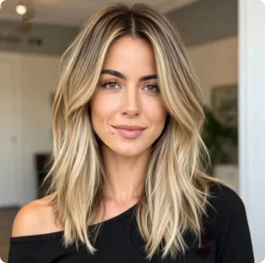 Ombre Brown Blonde Highlighted Body Wave 13x4 Lace Front Wig Synthetic Shoulder Length for Women Daily Use