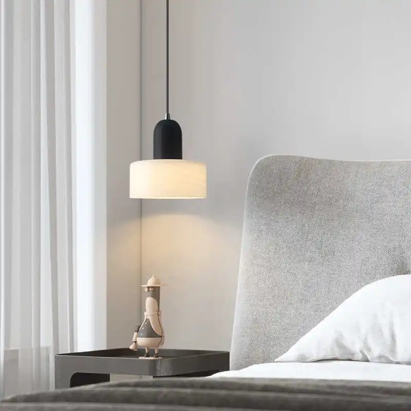 

SANDYHA Bedroom Bedside Lamp Hanging Pendant Lights Dining Table Lighting for Living Room Decor LED Light Glass Lampshade Design