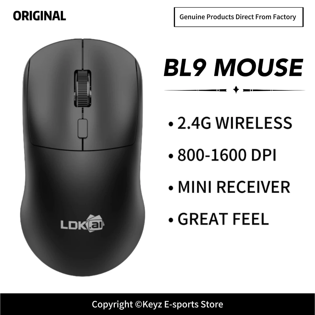 2.4G Wireless Mouse BL9 4 Buttons 3-Level DPI 800-1200-1600 Adjustable Ergonomic Scroll Wheel Long Battery Life for Office Home