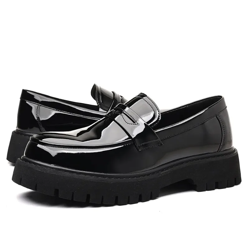 

Высококачественные мужские лоферы без шнурков, повседневные туфли на платформе в британском стиле, удобные кожаные туфли больших размеров для бизнеса