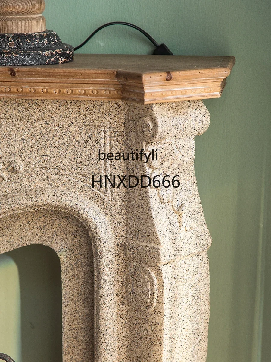 نمط جديد الفرنسية الرجعية فيلا الموقد التحف خزانة غرفة المعيشة الرجعية الشرفة الأوروبية الإغاثة الموقد رف #5