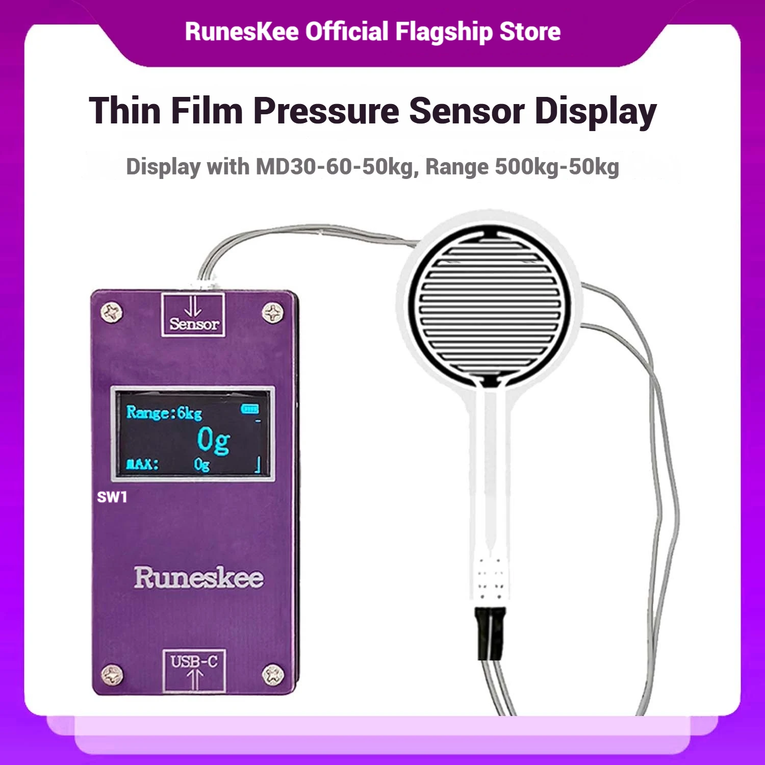

50kg MD30-60 with Digital Thin Film Pressure Sensor Display CMCU-05A Pressure Transmitter Module DIY Transducer