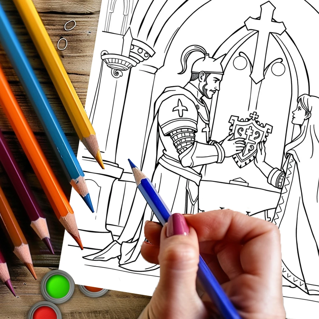 28 Pages Original Princesses and Knights Coloring Book for Adult | Colouring Book, Drawing Supplies for Christmas, Thanksgiving