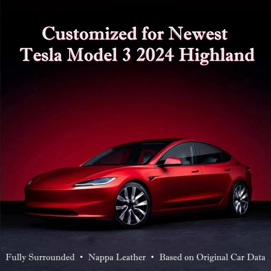 For 2024 Newest Tesla Model 3 Highland Fully Seat Covers Nappa Leather Front Rear Car Seat Cushion Armrest Cover Interior Decora