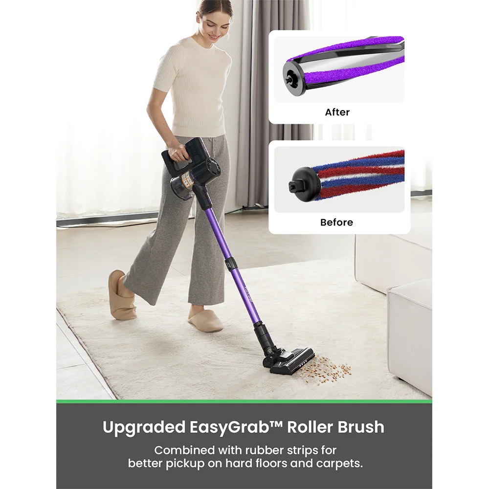 Vactidy V8 Pro Cordless Vacuum Cleaner 25kPa Powerful Suction Cyclonic Filtration System 180° Rotatable Brush Head 35min Runtime