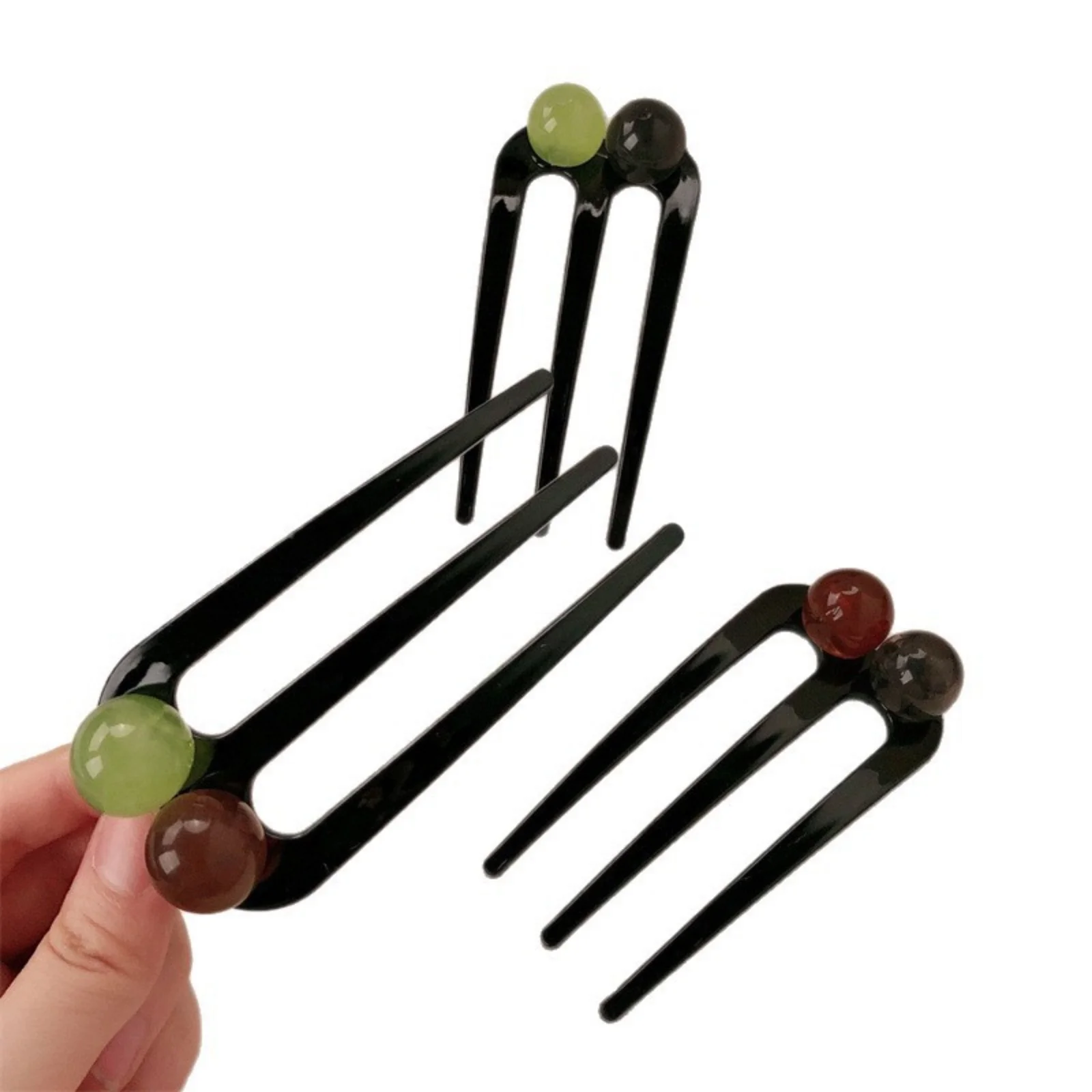 1 Stück Dual-Perlen-Haargabel-Clips, 2-teiliges Set, stilvoller gebrochener Pony-Haarschmuck für Frauen, ideal für schicke Hochsteckfrisuren – Detail 9