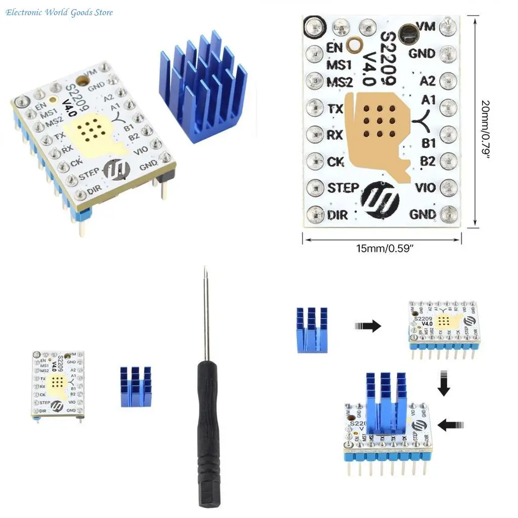 

A3PD TMC2209 V4.0 Драйвер шагового двигателя 256 Microstep Тихий драйвер для 3D-принтера