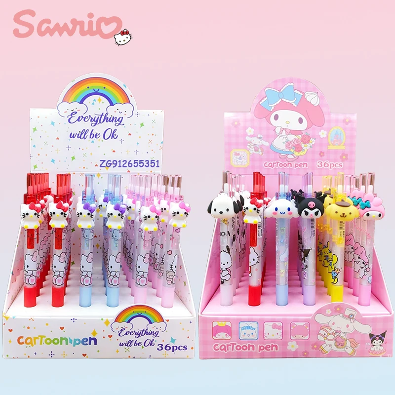 

36pcs Sanrio Hello Kitty Neutral Pen Kuromi Cinnamoroll Signature Pen Rollerball Pen Office School Supplies Stationery Wholesale