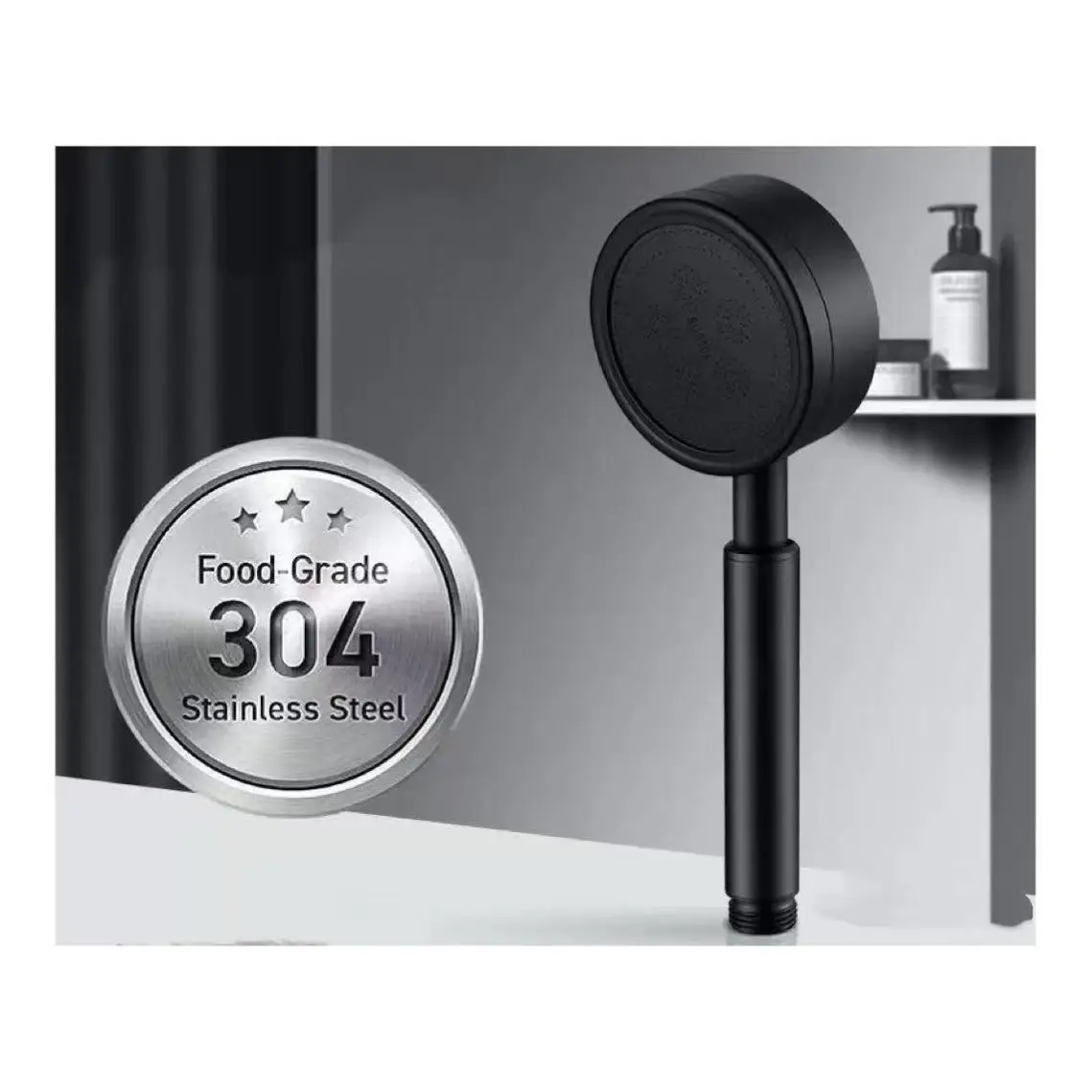 304 Stainless Steel Pressure-enhanced Shower Head, Shower Enclosure, Bathroom High-flow Pressure-enhanced Shower Head Set