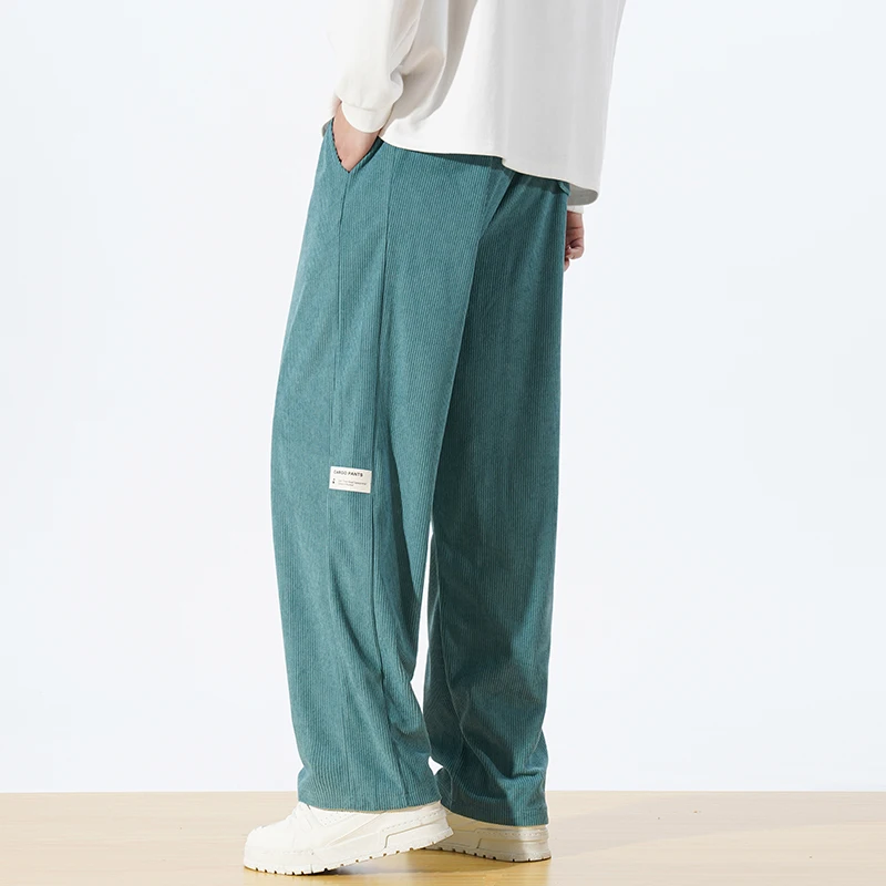 

American retro casual long pants for men spring and autumn trendy brand loose wide leg straight leg pants for men