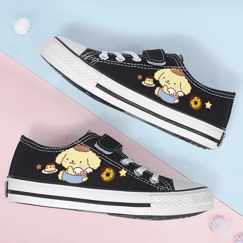 Sanrio Kawaii My Melody Luminous Canvas Shoes Cinnamoroll Pom PomPurin Anime Cartoon Soft-soled Casual Shoes Breathable Sneakers