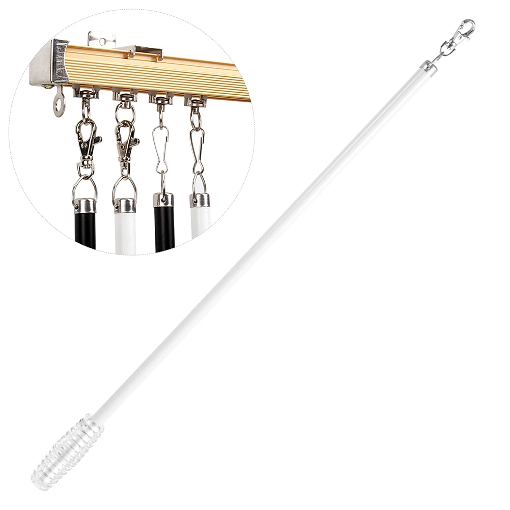 

2pcs Curtain Rods Aluminum Alloy White Color Manual Durable LoadBearing Easy Installation Portable Drapery Hooks