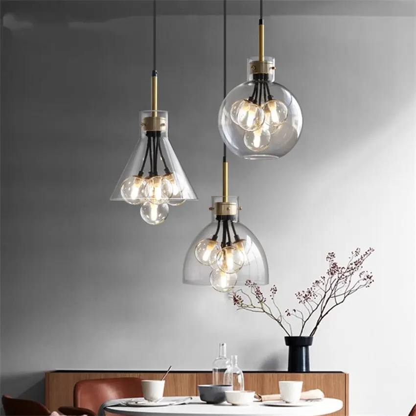 

Luxury glass ball Bubble pendant lights bedroom dining room lamp modern bar Nordic living room hanging lights LED fixtures