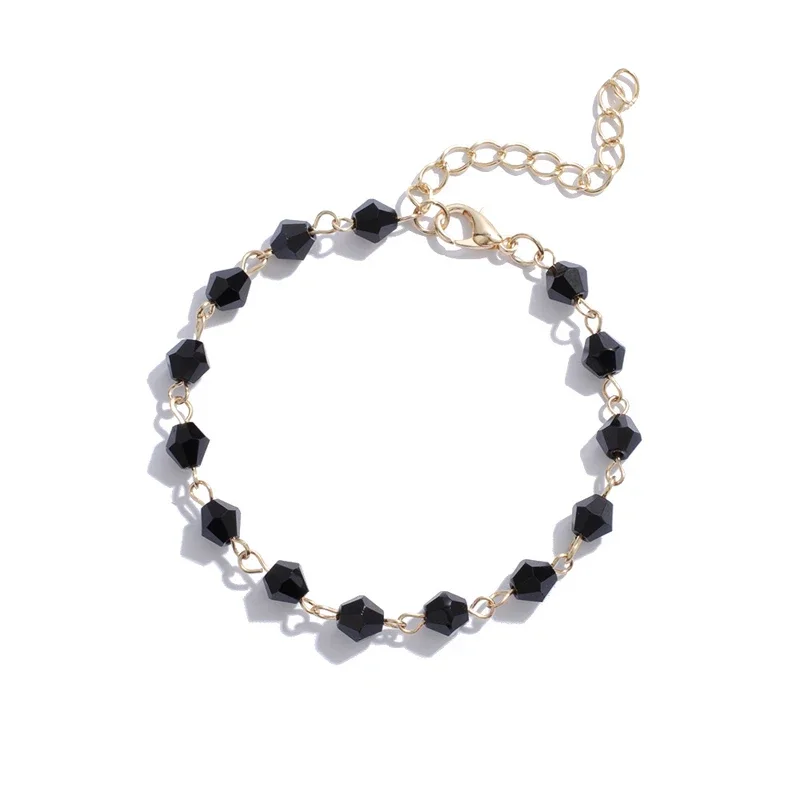 Vintage Black Crystal Stone Beads Charms Beach Anklet For Women Boho Style Ankle Bracelet Handmade Leg Bracelets Jewelry Gifts