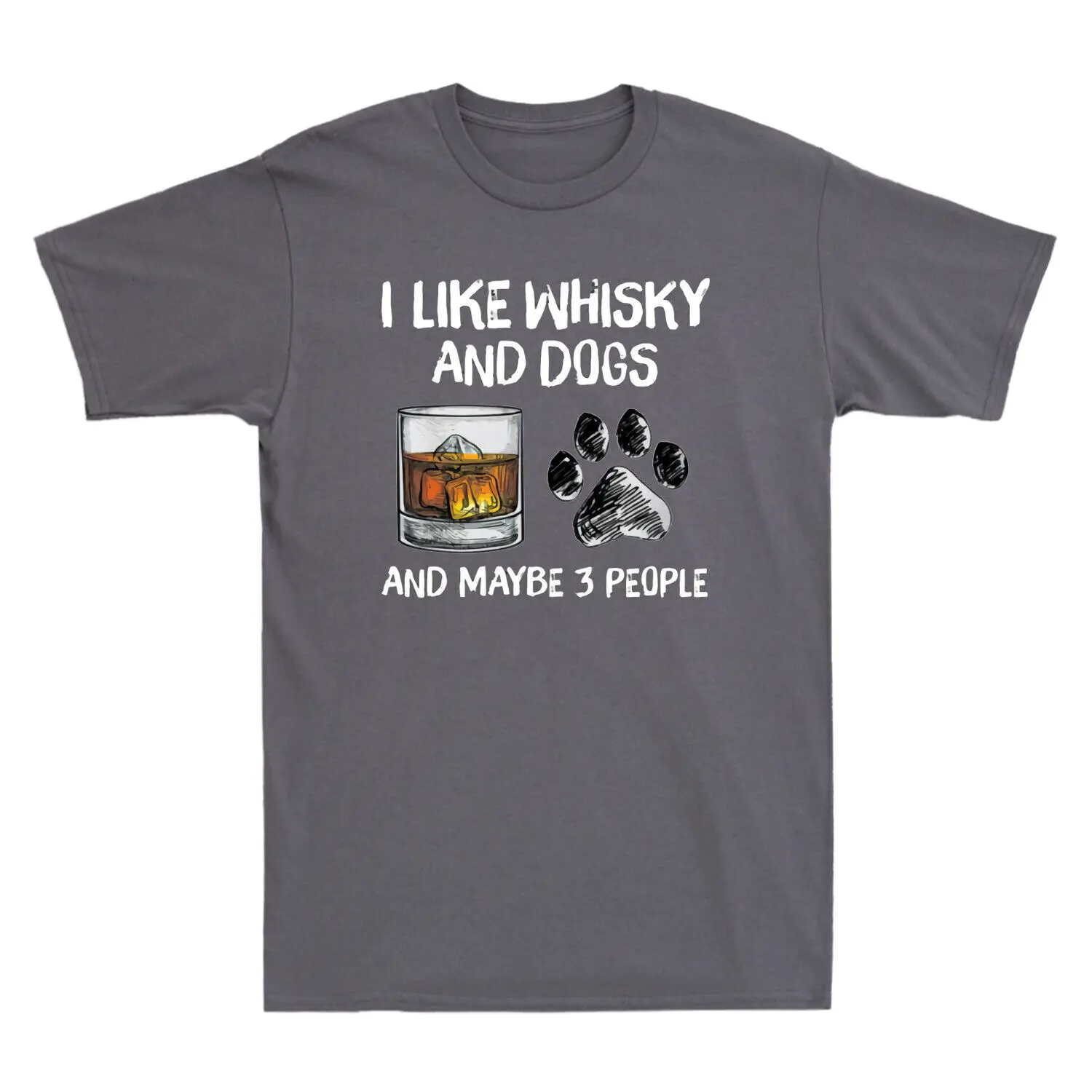 

I Like Whisky And Dogs And Maybe 3 People Vintage Men's T-Shirt Cotton Tee Top