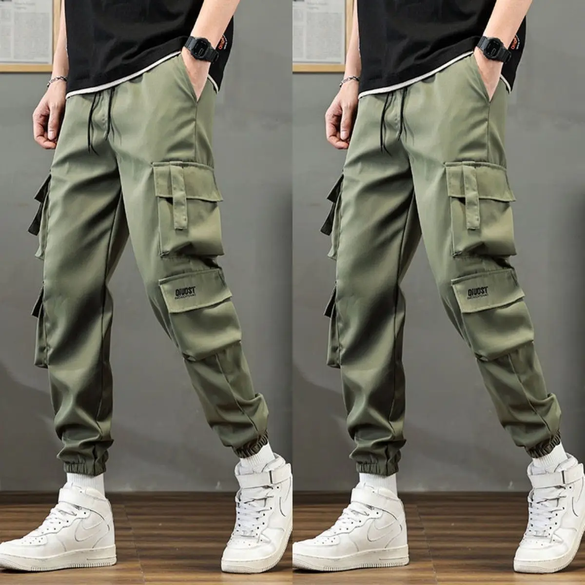 

Overalls Labor Pockets Men's Summer Loose Trend Large Size Casual Pants Sports Retro Wear-resistant Leggings Work Pants Man