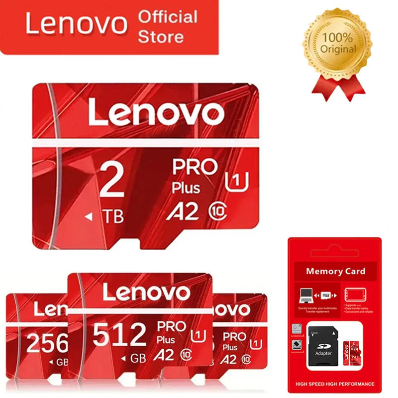 Lenovo-Carte mémoire haute vitesse d'origine, 2 To, 512 Go, 256 Go, 128 Go, Classe 10, TF, Carte SD, 1 To, Carte mémoire pour téléphone, ordinateur, appareil photo