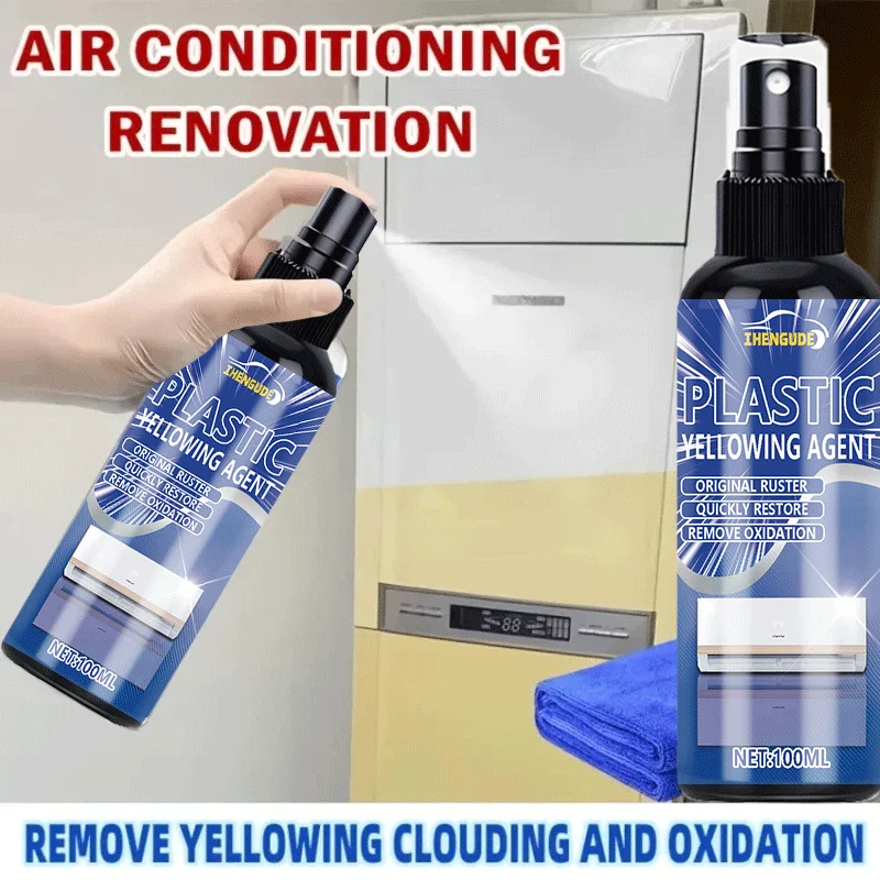 Spray Refrescante de Plástico, Clareamento Instantâneo e Remoção de Manchas, Limpador de Interior de Carro, Descongelante de Ar Condicionado, Solução de Limpeza de Telas