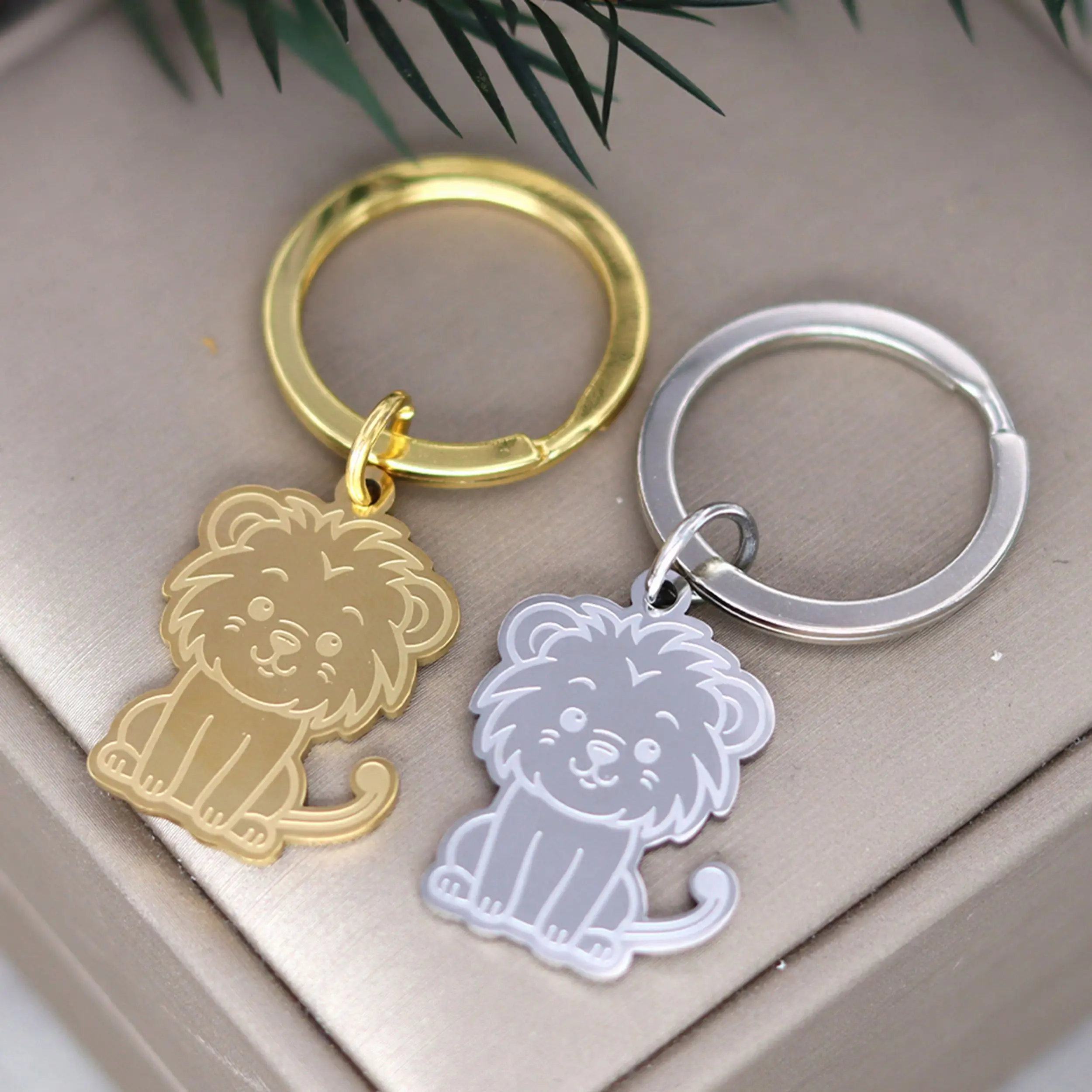 Animal Charms Cartoon Lionet Fit Kids Gifts Stainless Steel Pendant Trendy Keychain for Women Men Bag Car Key Ring Decor Jewelry